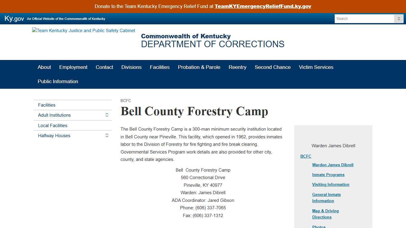 Bell County Forestry Camp - Department of Corrections