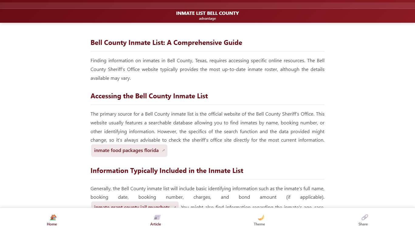 INMATE LIST BELL COUNTY - advantage